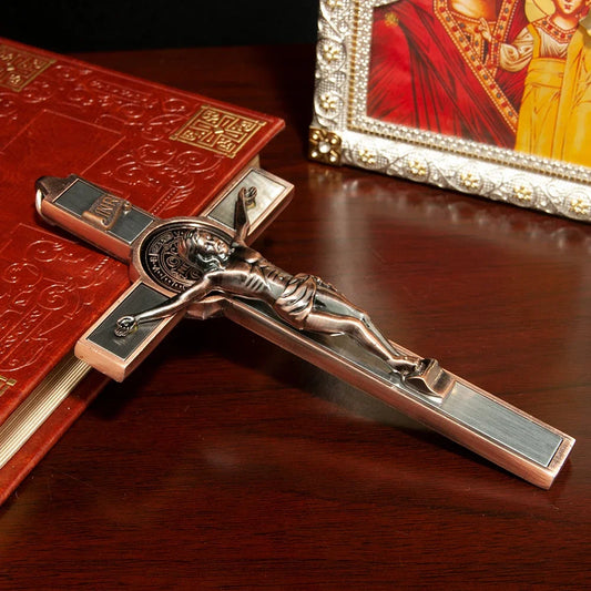 HTISOK Catholic Church Jesus Statue Cross Wall Decoration Home Decoration Alloy Material Handheld Prayer Cross