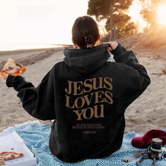 2025 Jesus Loves You Hoodie Christian Hooded Sweatshirt Jesus Pullover Bible Verse Aesthetic Clothing Hoodies Christian Merch
