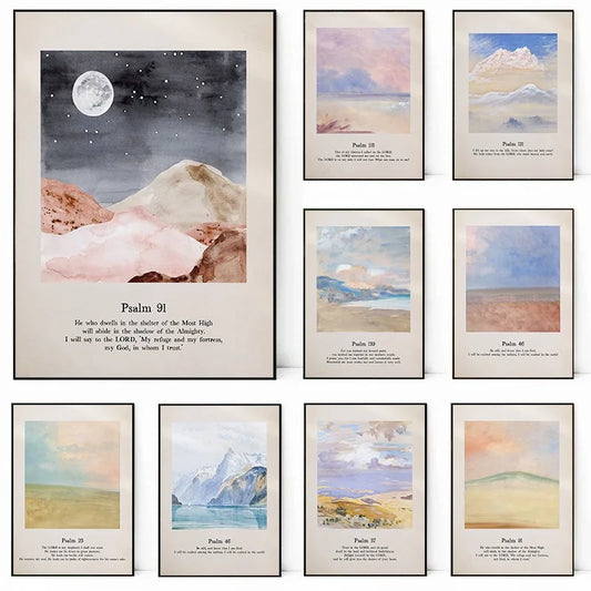 Modern Christian Jesus God Bible Verse Psalm Landscape Posters and Prints Canvas Printing Wall Art Picture for Living Room Decor