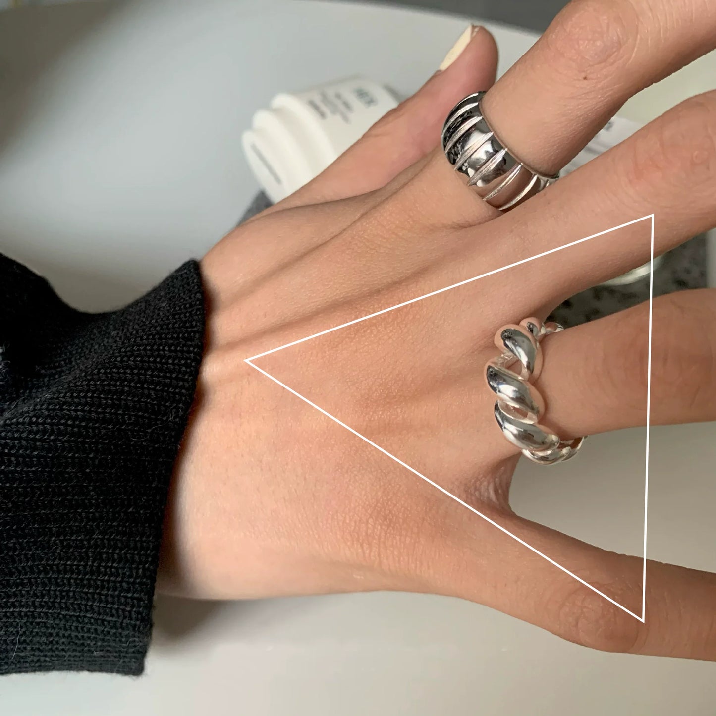 PANJBJ 925 Sterling Silver Geometric Cross Ring for Women Girl Fashion Individuality Concise Jewelry Birthday Gift Dropshipping