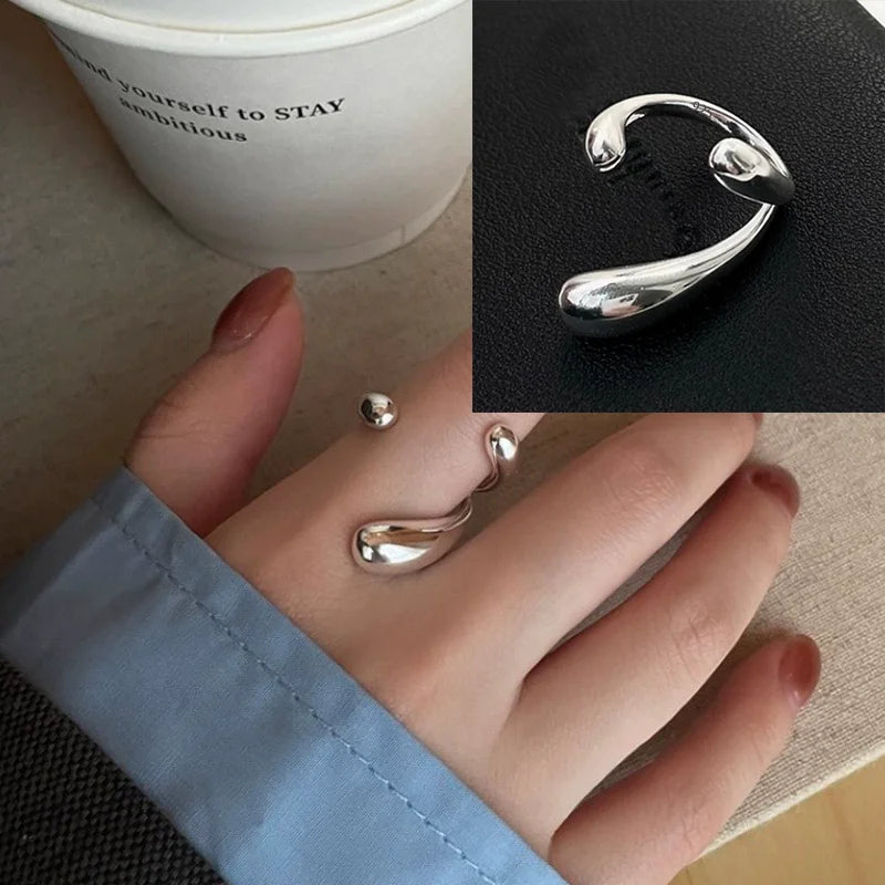 PANJBJ 925 Sterling Silver Geometric Cross Ring for Women Girl Fashion Individuality Concise Jewelry Birthday Gift Dropshipping
