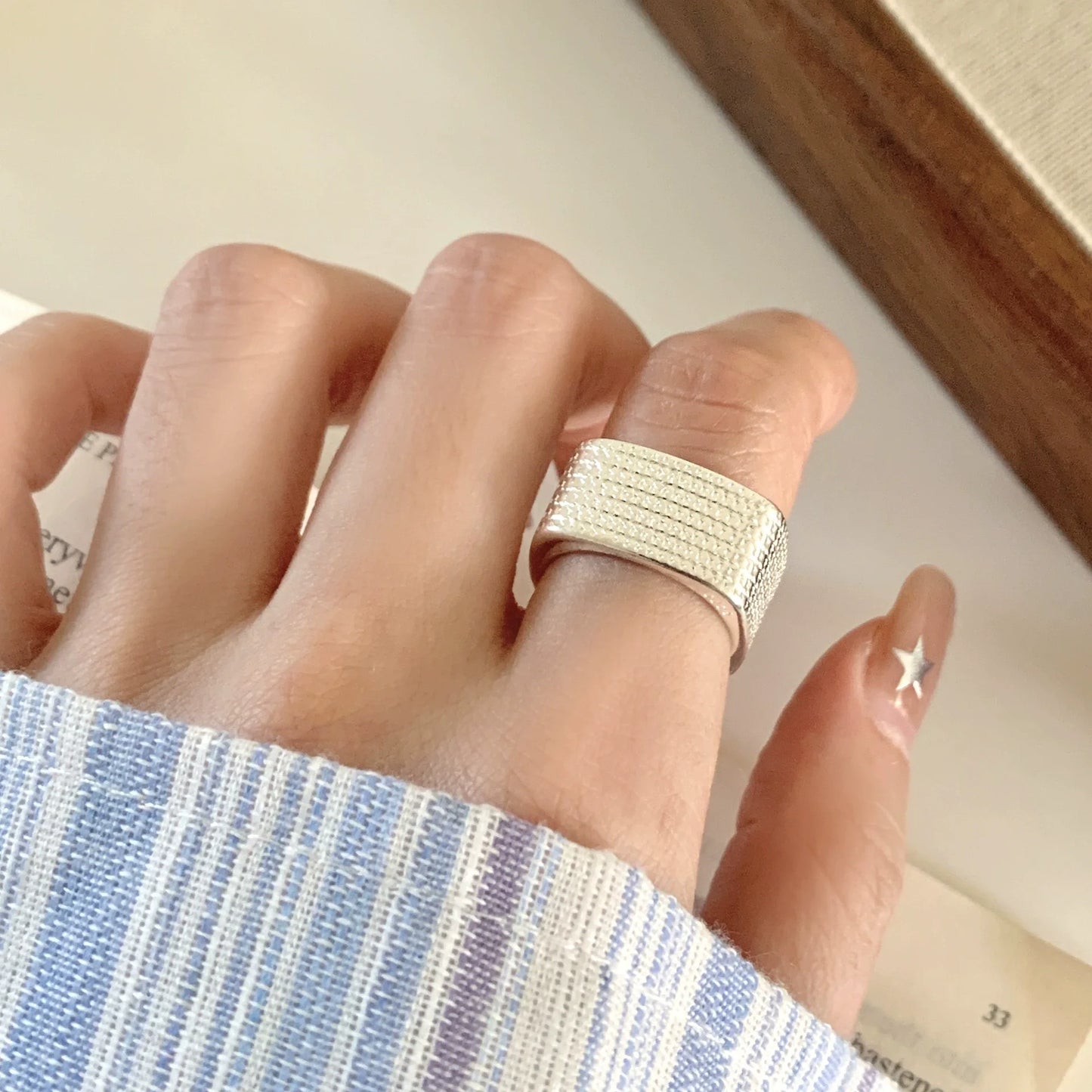 PANJBJ 925 Sterling Silver Geometric Cross Ring for Women Girl Fashion Individuality Concise Jewelry Birthday Gift Dropshipping