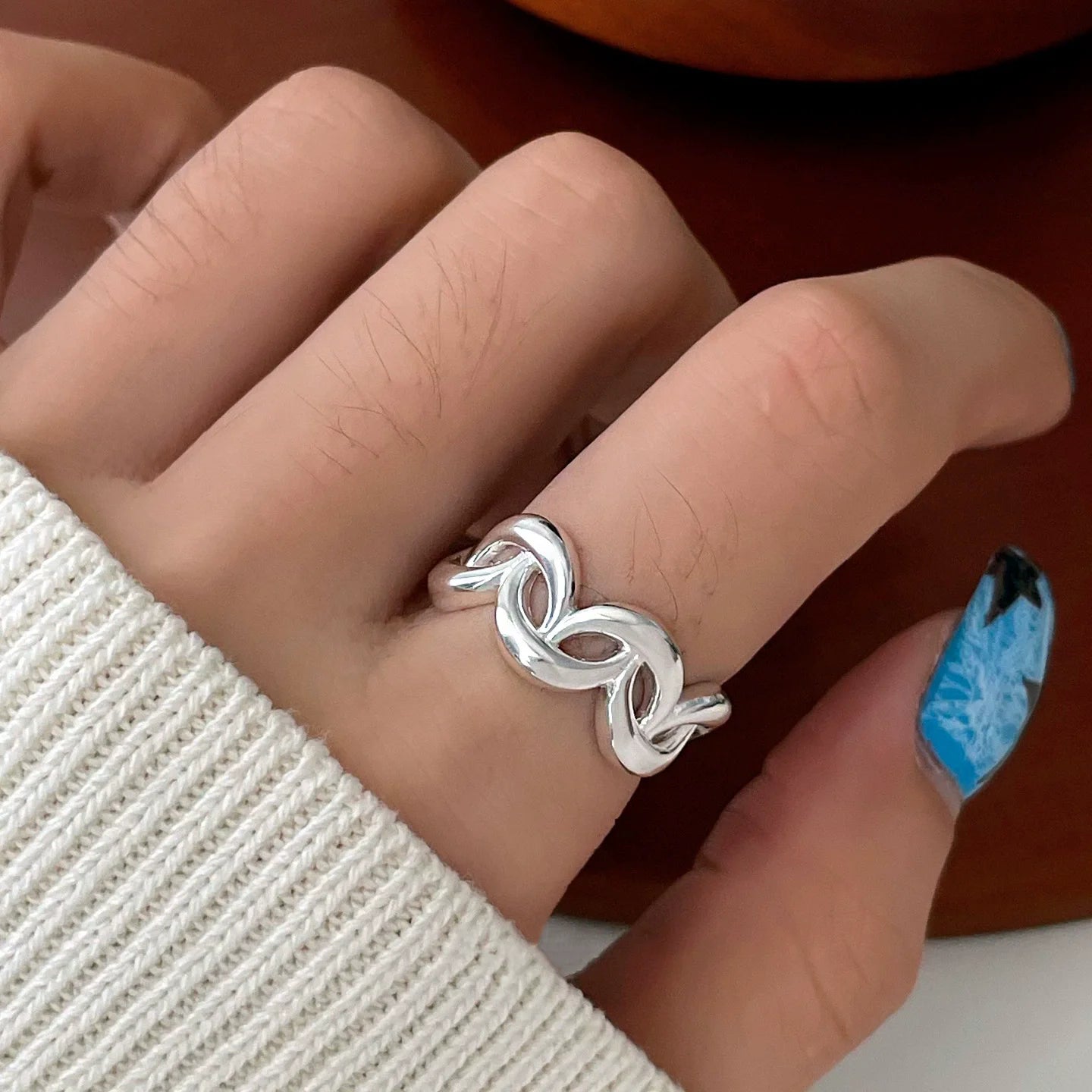 PANJBJ 925 Sterling Silver Geometric Cross Ring for Women Girl Fashion Individuality Concise Jewelry Birthday Gift Dropshipping