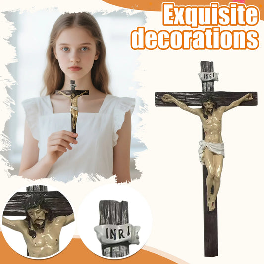 Easter Jesus Cross Resin Crafts, Religious Jesus Cross Crucifix Figurine, Easter Jesus Cross Religious Ornament, Home Decor