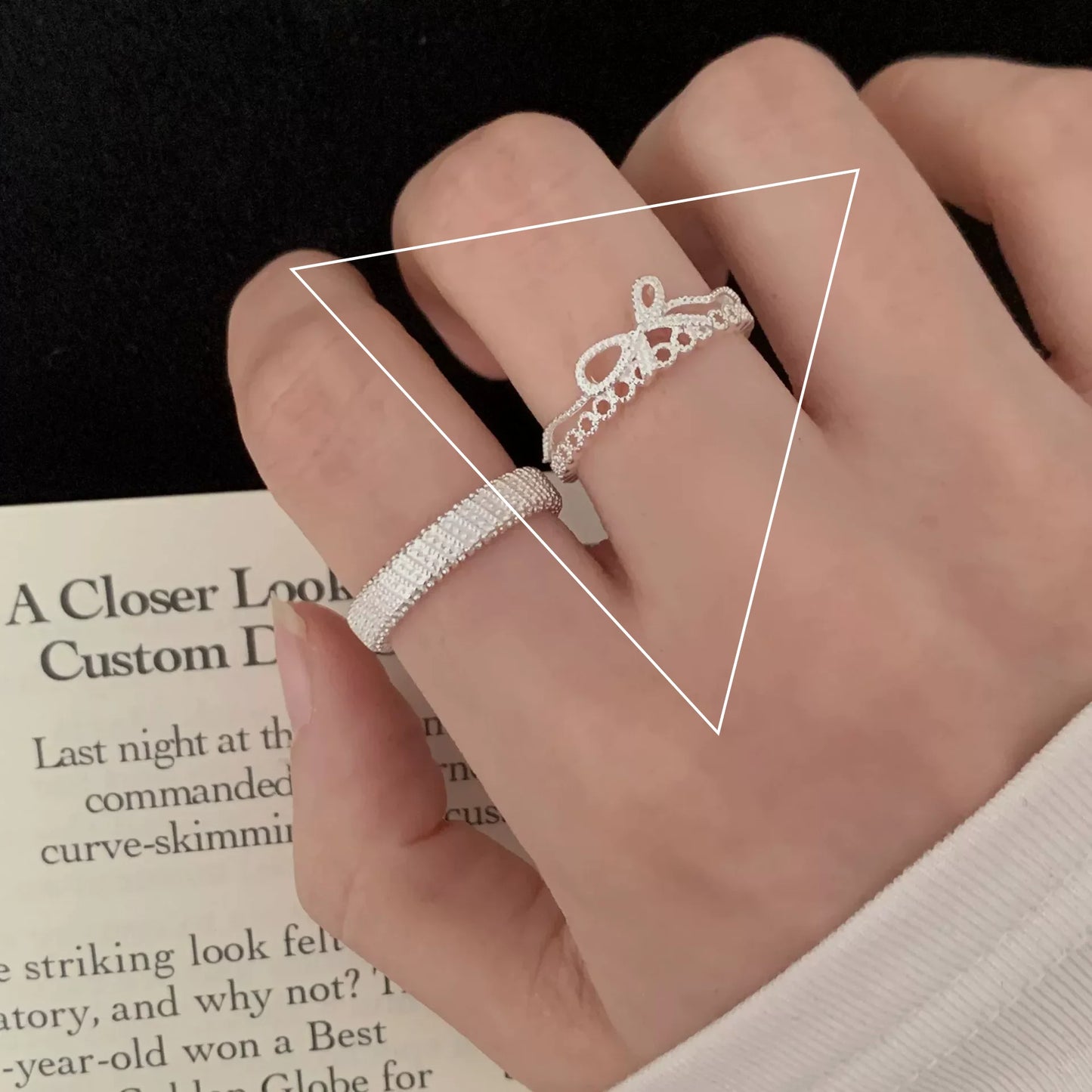 PANJBJ 925 Sterling Silver Geometric Cross Ring for Women Girl Fashion Individuality Concise Jewelry Birthday Gift Dropshipping