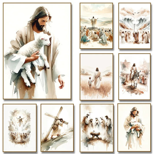 Jesus Calms the Storm Canvas Wall Art | Christian Bible Verse Decor