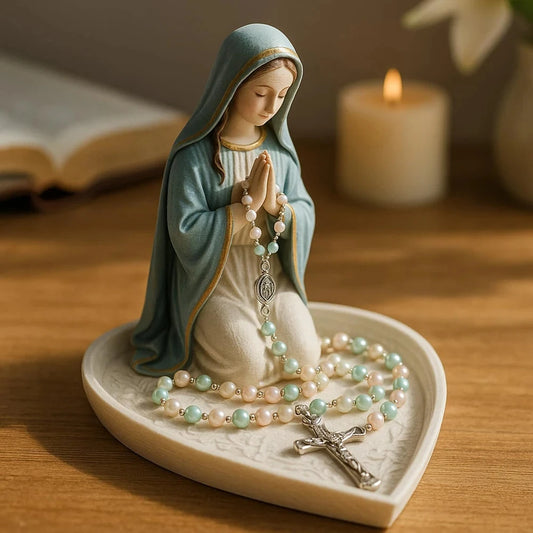 Virgin Mary Sculpture Catholic Religious Our Lady Statue Resin Ornament For Home Living Room Christmas Desktop Decorations