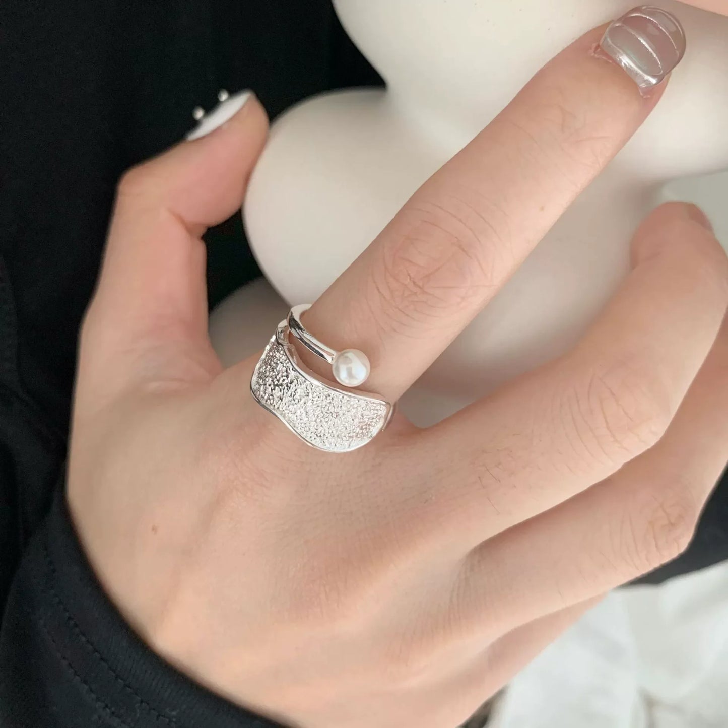 PANJBJ 925 Sterling Silver Geometric Cross Ring for Women Girl Fashion Individuality Concise Jewelry Birthday Gift Dropshipping